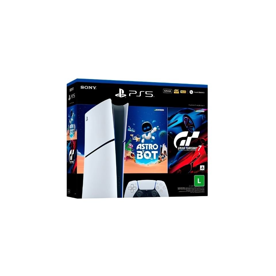 Console Sony PlayStation 5, SSD 825GB, Controle Sem Fio DualSense + 2 Jogos Digitais, Edição Digital