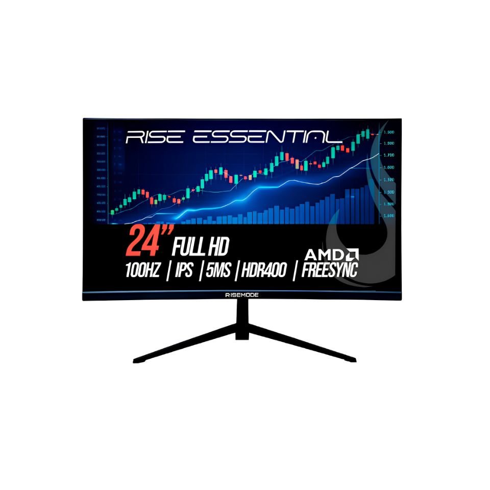 Monitor Gamer Rise Mode Essential 24", FHD, 100Hz, 5ms, IPS, FreeSync, HDR 400, HDMI e VGA, sRGB 99%, Preto - RM-MOG-24F100FH-B