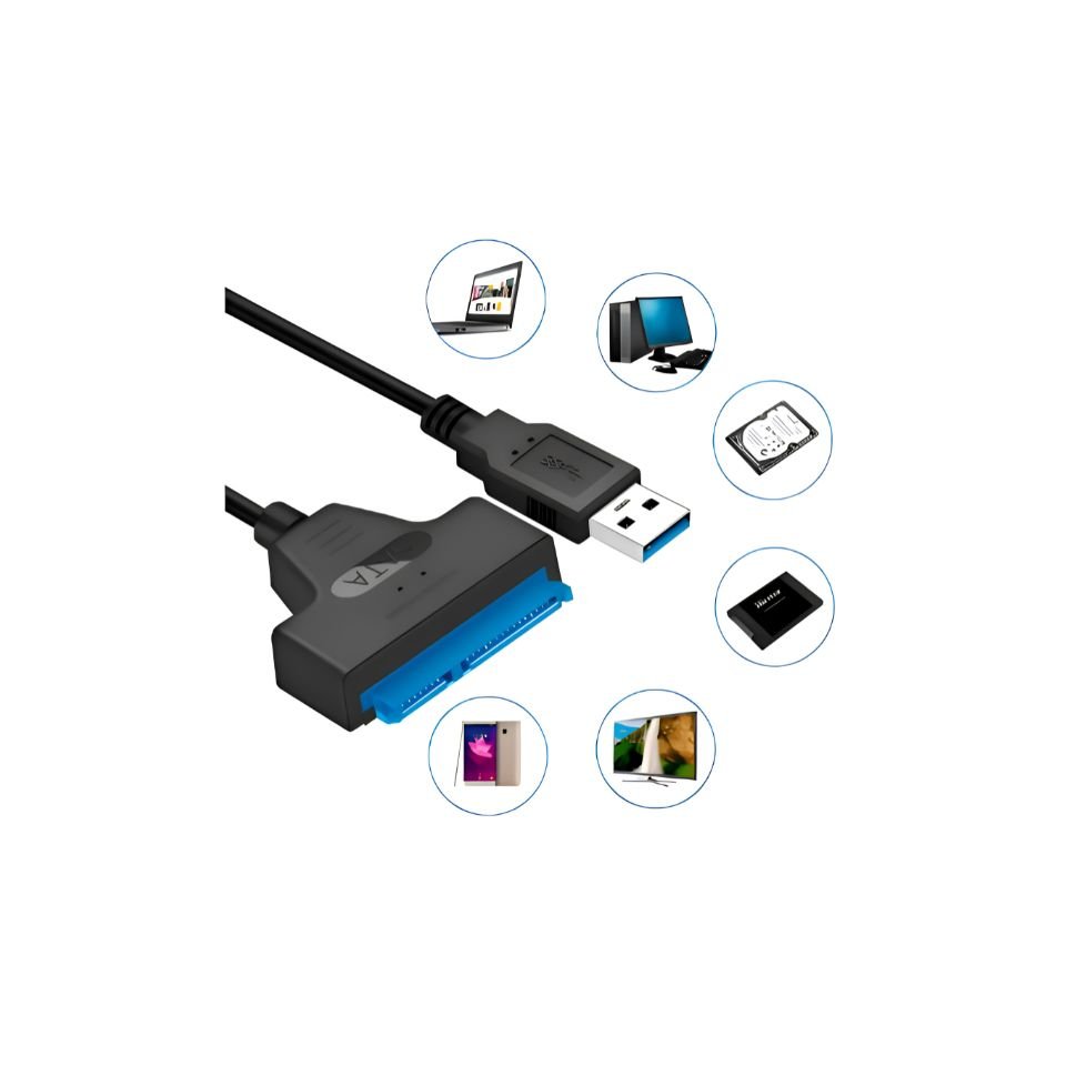 Cabo Conversor Adaptador Ssd Hd Sata Note 2.5 Usb 3.0 20cm Cor Preto